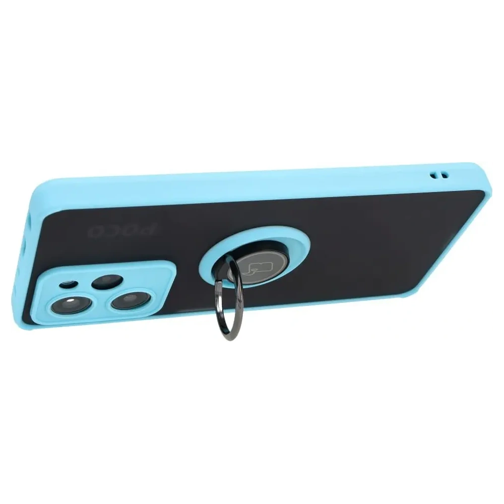 Wholesale Bizon Case Hybrid Ring Xiaomi Poco X5 Pro smoky with a light blue frame - BIZ2177 - {ean13} - Hurt