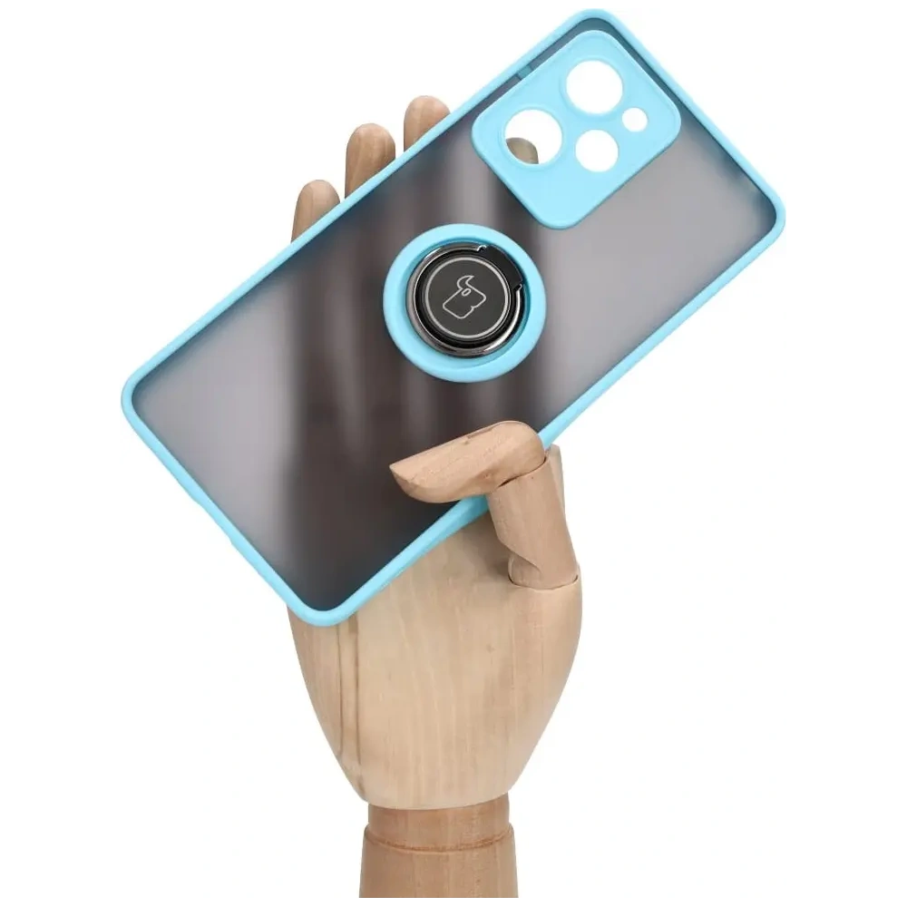 Hurtownia GSM - Etui s úchytem na prst Bizon Case Hybrid Ring pro Xiaomi Poco X5 Pro kouřové s jasně modrým rámečkem - BIZ2177 - {ean13} - Hurt