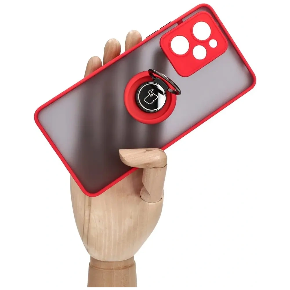 Hurtownia GSM - Etui s úchytem na prst Bizon Case Hybrid Ring pro Xiaomi Poco X5 Pro kouřové s jasně modrým rámečkem - BIZ2177 - {ean13} - Hurt