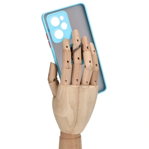 Etui z uchwytem na palec Bizon Case Hybrid Ring do Xiaomi Poco X5 Pro przydymione z jasnoniebieską ramką