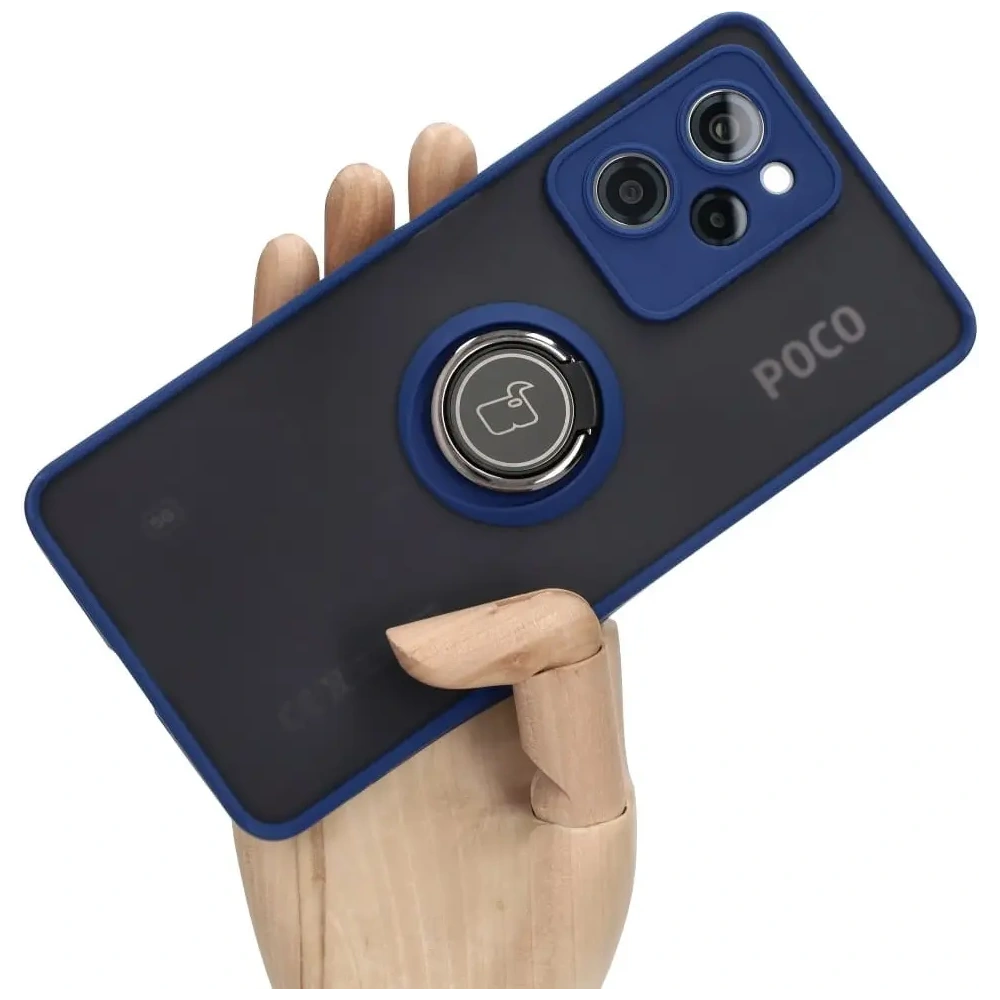 Hurtownia GSM - Bizon Case Hybrid Ring Xiaomi Poco X5 Pro rauchig mit einem navyblauen Rahmen - BIZ2178 - {ean13} - Hurt