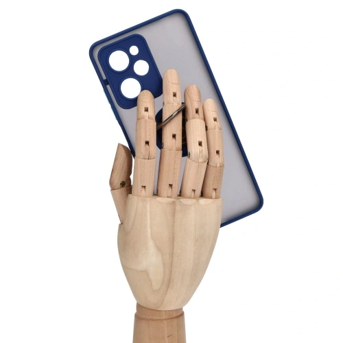 Etui z uchwytem na palec Bizon Case Hybrid Ring do Xiaomi Poco X5 Pro przydymione z granatową ramką