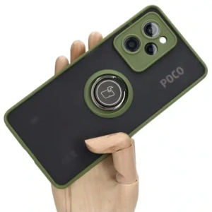 Hurtownia GSM - Bizon Case Hybrid Ring Xiaomi Poco X5 Pro rauchig mit einem grünen Rahmen - BIZ2179 - {ean13} - Hurt
