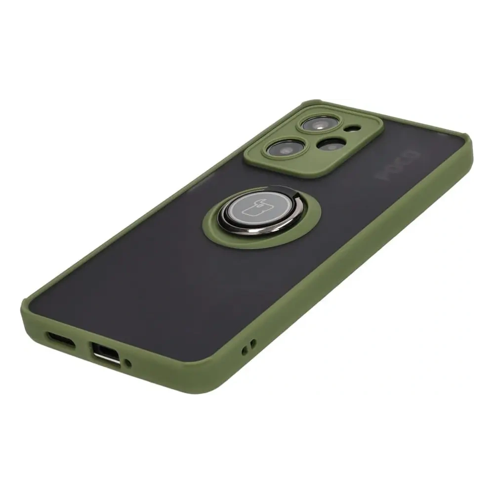 Hurtownia GSM - Etui z uchwytem na palec Bizon Case Hybrid Ring do Xiaomi Poco X5 Pro przydymione z zieloną ramką - BIZ2179 - {ean13} - Hurt