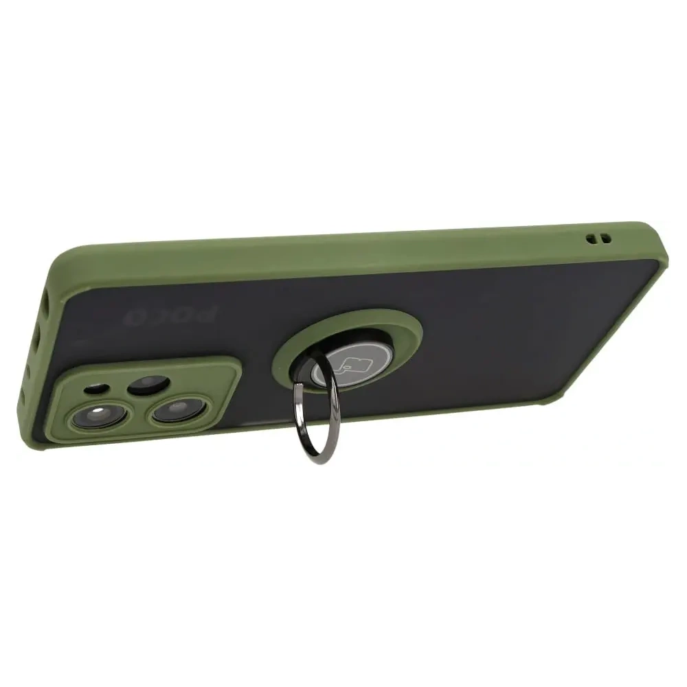 Hurtownia GSM - Bizon Case Hybrid Ring Xiaomi Poco X5 Pro fumos cu un cadru verde - BIZ2179 - {ean13} - Hurt