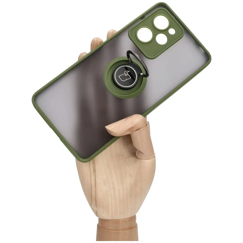 Hurtownia GSM - Etui s úchopem na prst Bizon Case Hybrid Ring do Xiaomi Poco X5 Pro kouřové se zeleným rámečkem - BIZ2179 - {ean13} - Hurt