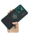 Bizon Case Hybrid Ring Xiaomi Poco X5 Pro fumuriu cu un cadru verde închis