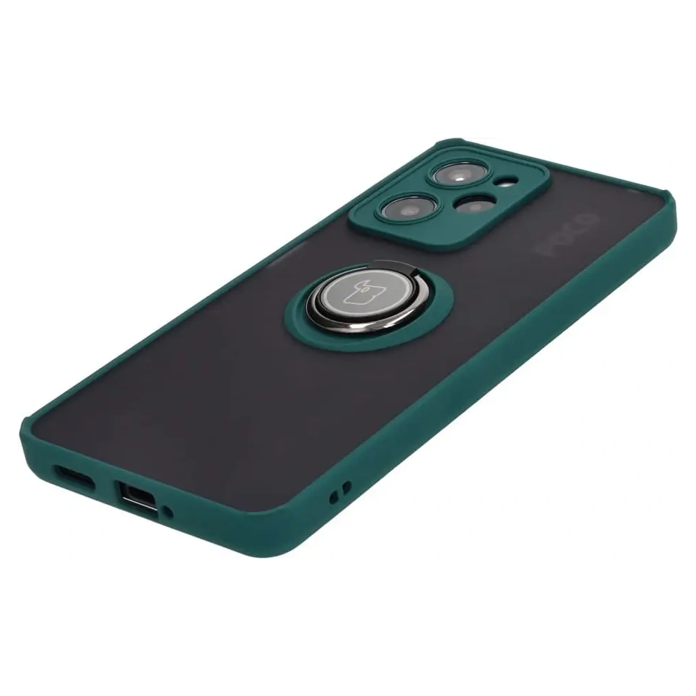 Hurtownia GSM - Etui s úchytem na prst Bizon Case Hybrid Ring do Xiaomi Poco X5 Pro kouřové s tmavě zeleným rámečkem - BIZ2180 - {ean13} - Hurt