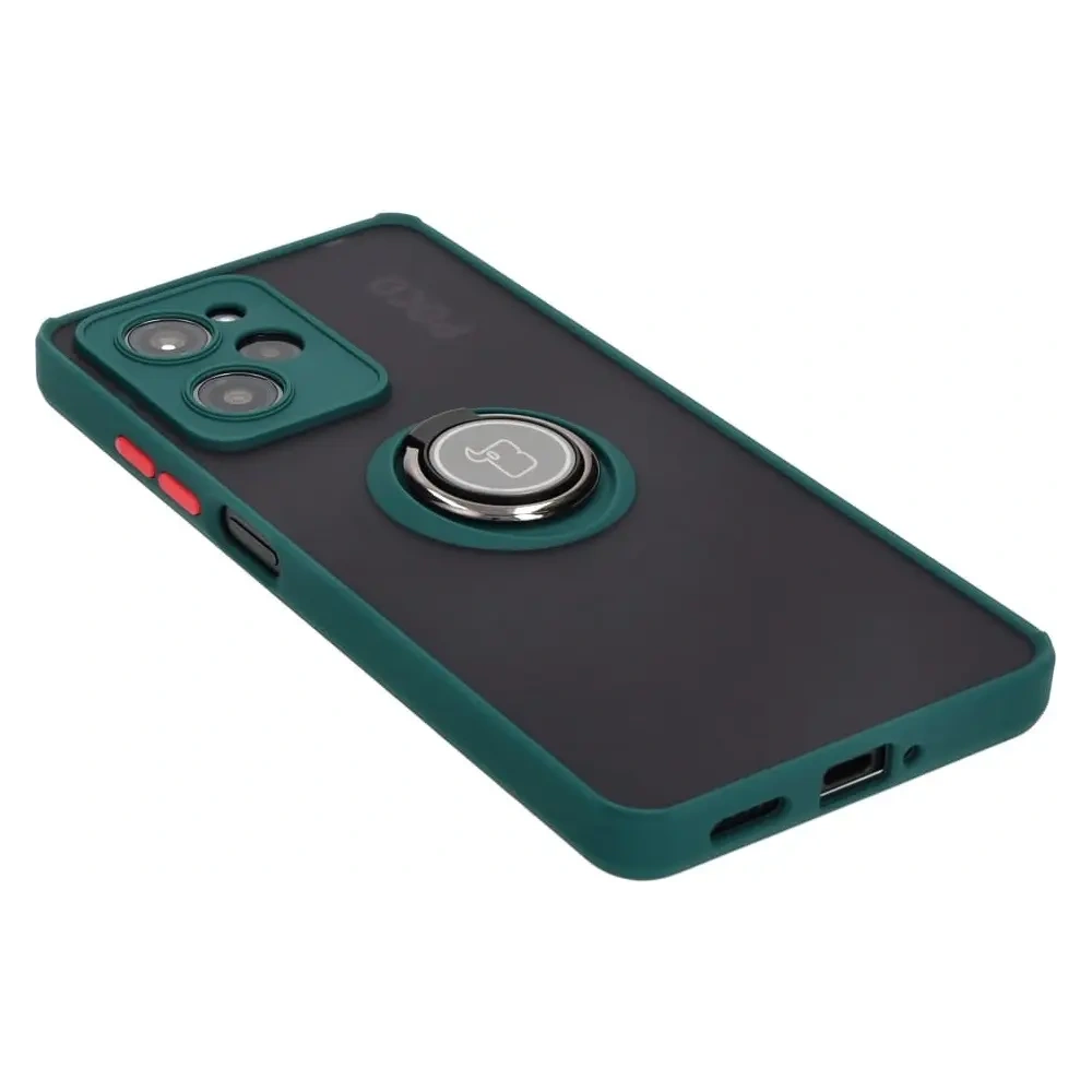 Hurtownia GSM - Etui z uchwytem na palec Bizon Case Hybrid Ring do Xiaomi Poco X5 Pro przydymione z ciemnozieloną ramką - BIZ2180 - {ean13} - Hurt