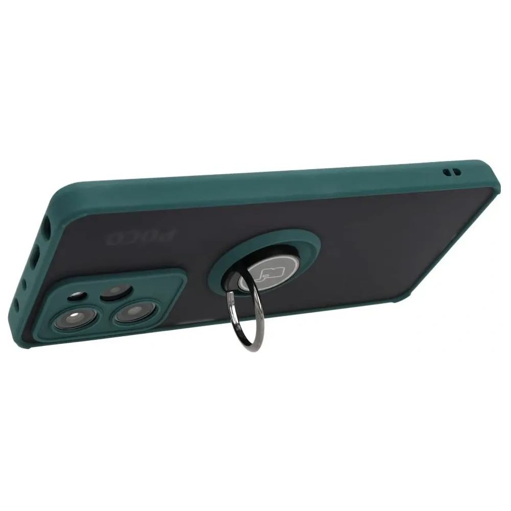 Hurtownia GSM - Etui s úchytem na prst Bizon Case Hybrid Ring do Xiaomi Poco X5 Pro kouřové s tmavě zeleným rámečkem - BIZ2180 - {ean13} - Hurt