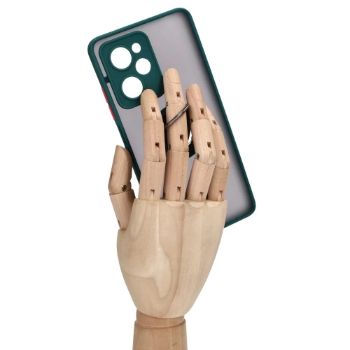 Etui z uchwytem na palec Bizon Case Hybrid Ring do Xiaomi Poco X5 Pro przydymione z ciemnozieloną ramką
