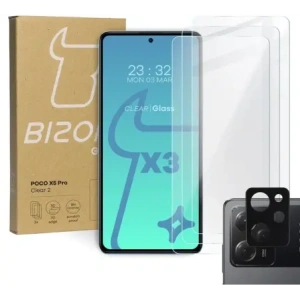 Hurtownia GSM - 3x Sklo na displej + sklo na fotoaparát BIZON Clear 2 pro Poco X5 Pro - BIZ2181 - {ean13} - Hurt