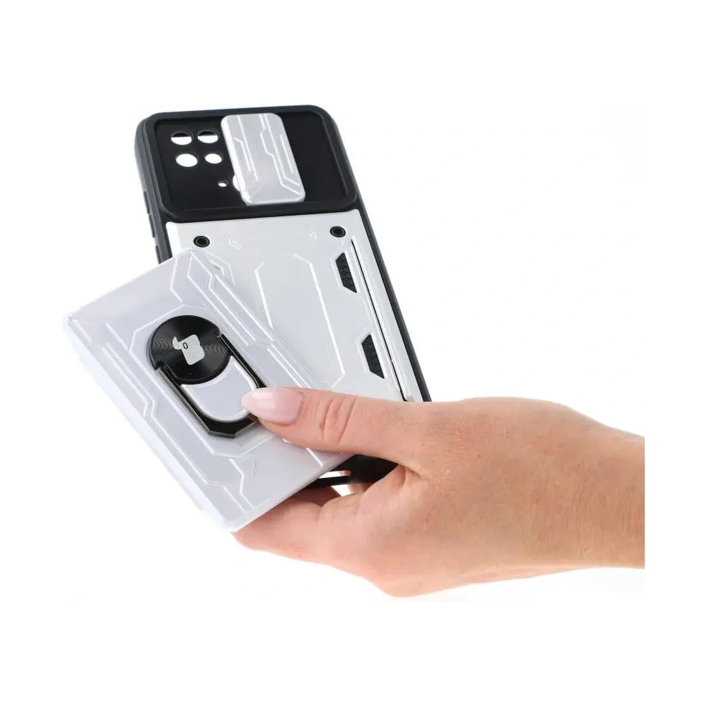 Hurtownia GSM - Etui Bizon Case Camshield Card Slot Ring do Xiaomi Redmi 10C białe - BIZ2189 - {ean13} - Hurt