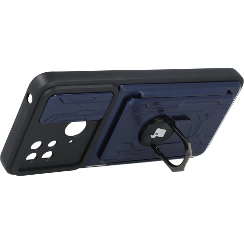 Etui Bizon Case Camshield Card Slot Ring do Xiaomi Redmi 10C granatowe