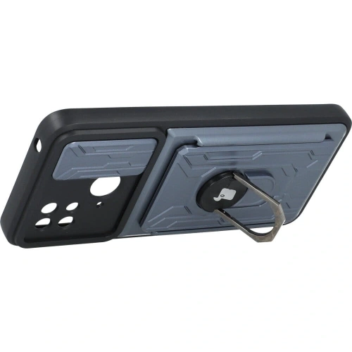 Etui Bizon Case Camshield Card Slot Ring do Xiaomi Redmi 10C szare