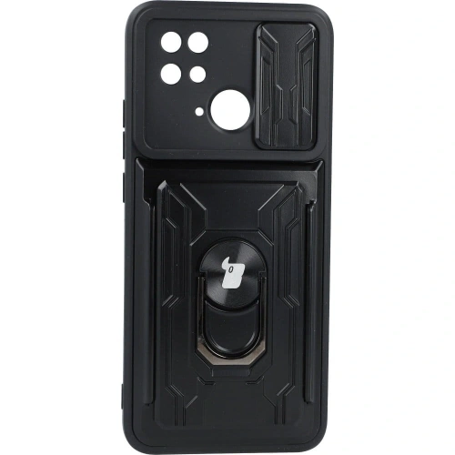 Etui Bizon Case Camshield Card Slot Ring do Xiaomi Redmi 10C czarne