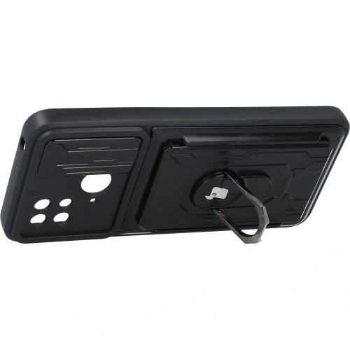 Etui Bizon Case Camshield Card Slot Ring do Xiaomi Redmi 10C czarne