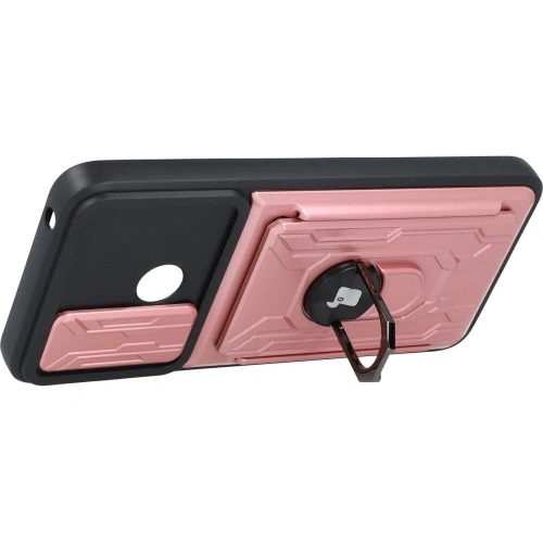 Etui Bizon Case Camshield Card Slot Ring do Xiaomi Redmi 10C jasnoróżowe