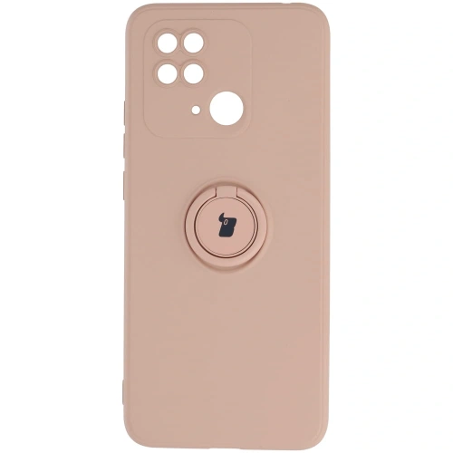 Etui Bizon Case Silicone Ring Sq do Redmi 10C jasnoróżowe