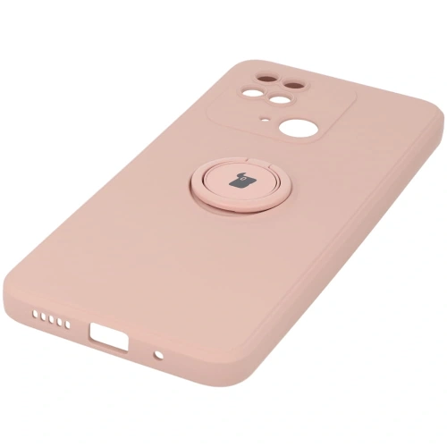 Etui Bizon Case Silicone Ring Sq do Redmi 10C jasnoróżowe