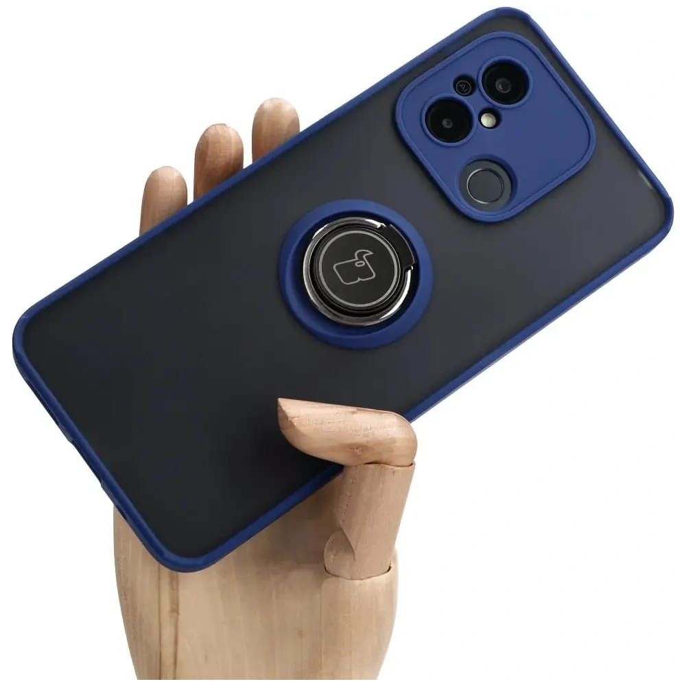 Hurtownia GSM - Etui s uchopem na prst Bizon Case Hybrid Ring pro Xiaomi Redmi 12C kouřové s modrým rámečkem - BIZ2203 - {ean13} - Hurt