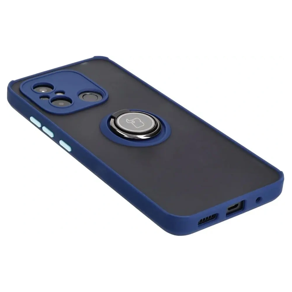 Hurtownia GSM - Etui s uchopem na prst Bizon Case Hybrid Ring pro Xiaomi Redmi 12C kouřové s modrým rámečkem - BIZ2203 - {ean13} - Hurt