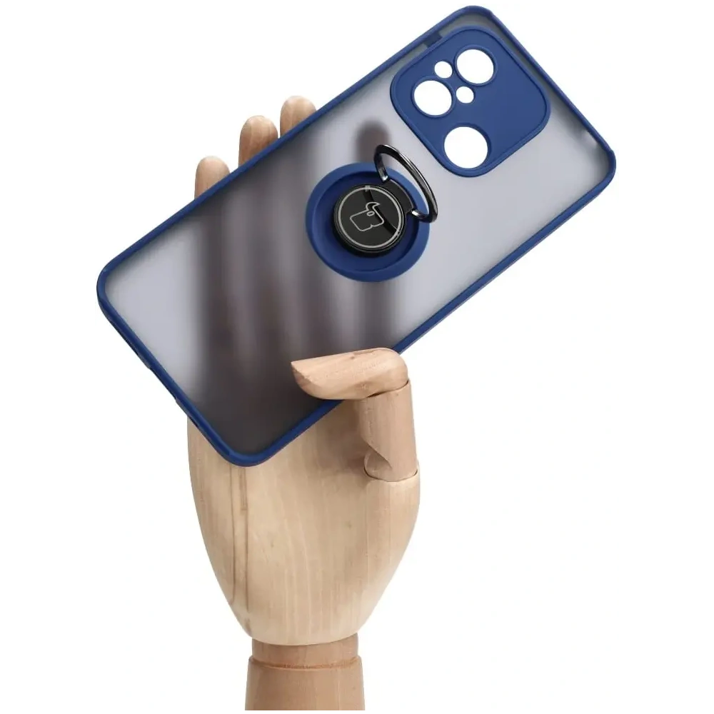 Hurtownia GSM - Bizon Case Hybrid Ring Xiaomi Redmi 12C fumurie cu un cadru albastru închis - BIZ2203 - {ean13} - Hurt