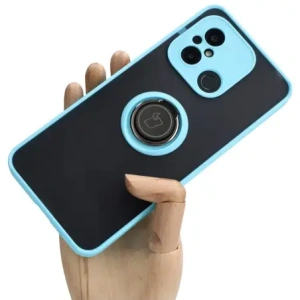 Wholesale Bizon Case Hybrid Ring Xiaomi Redmi 12C smoky with a light blue frame - BIZ2206 - {ean13} - Hurt