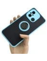 Bizon Case Hybrid Ring Xiaomi Redmi 12C fumuriu cu un cadru albastru deschis