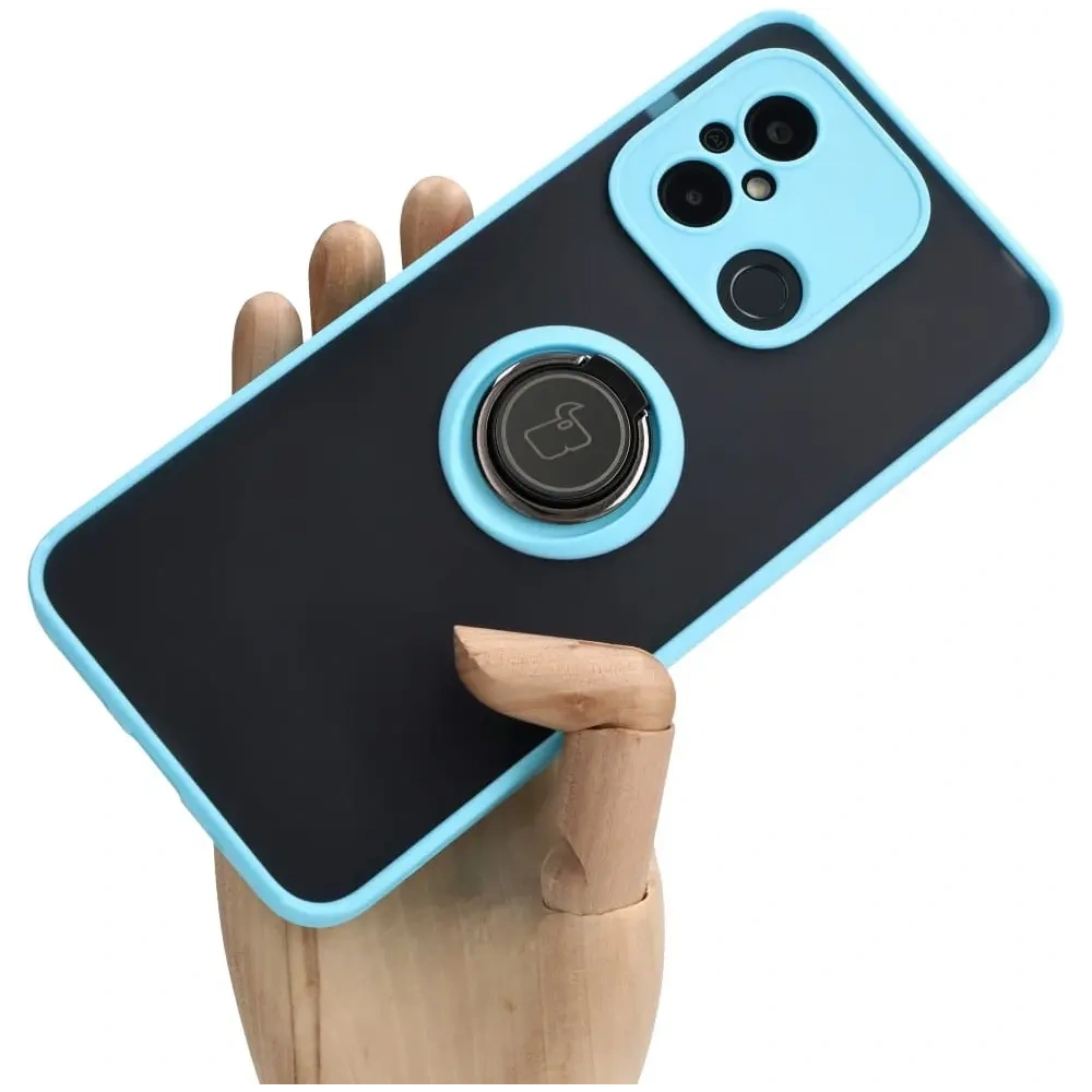 Hurtownia GSM - Etui s úchopem na prst Bizon Case Hybrid Ring pro Xiaomi Redmi 12C kouřové s jasně modrým rámečkem - BIZ2206 - {ean13} - Hurt