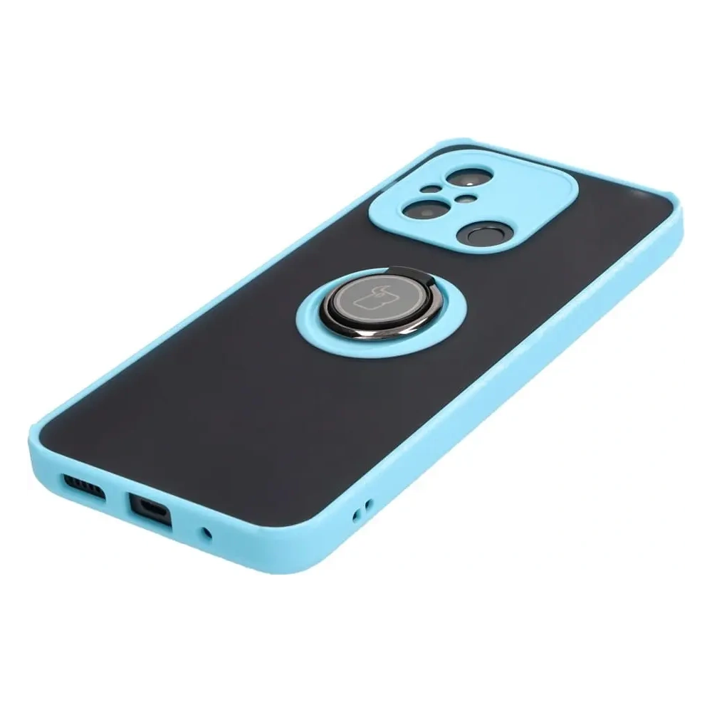 Hurtownia GSM - Bizon Case Hybrid Ring Xiaomi Redmi 12C fumuriu cu un cadru albastru deschis - BIZ2206 - {ean13} - Hurt
