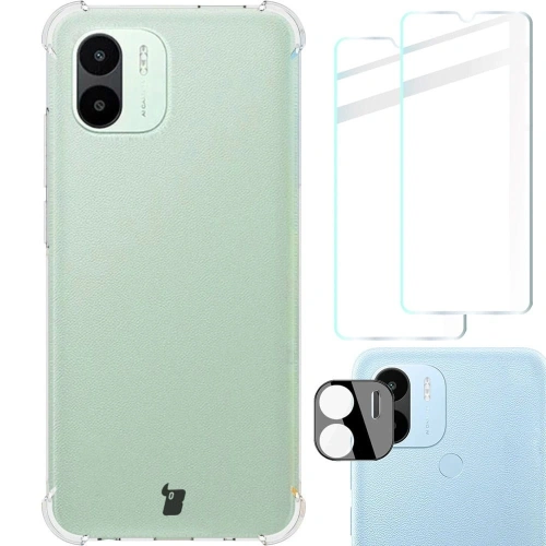 Etui + 2x szkło na ekran + obiektyw Bizon Case Clear Pack do Xiaomi Redmi A1 przezroczyste