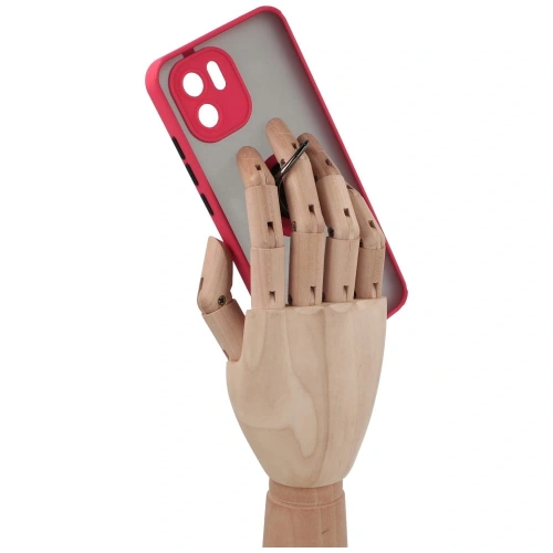 Etui z uchwytem na palec Bizon Case Hybrid Ring do Xiaomi Redmi A1 przydymione z czerwoną ramką