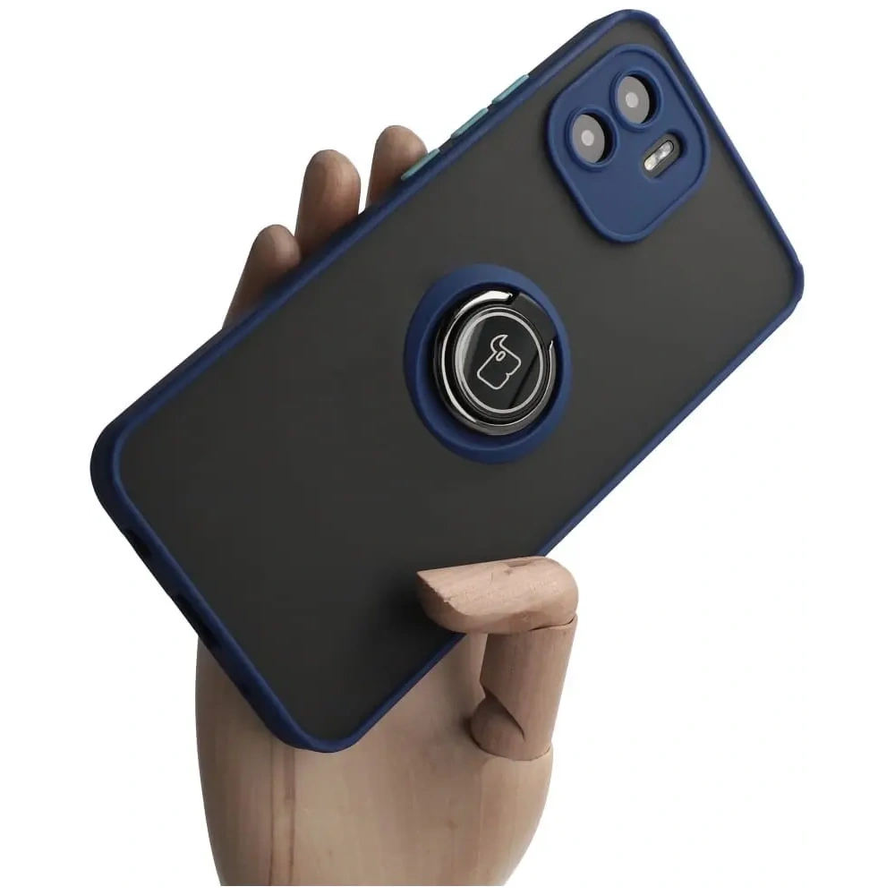 Hurtownia GSM - Etui z uchwytem na palec Bizon Case Hybrid Ring do Xiaomi Redmi A1 przydymione z granatową ramką - BIZ2232 - {ean13} - Hurt