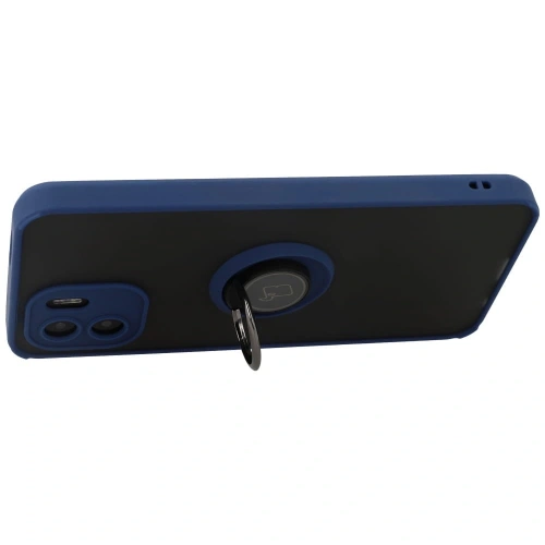 Etui z uchwytem na palec Bizon Case Hybrid Ring do Xiaomi Redmi A1 przydymione z granatową ramką
