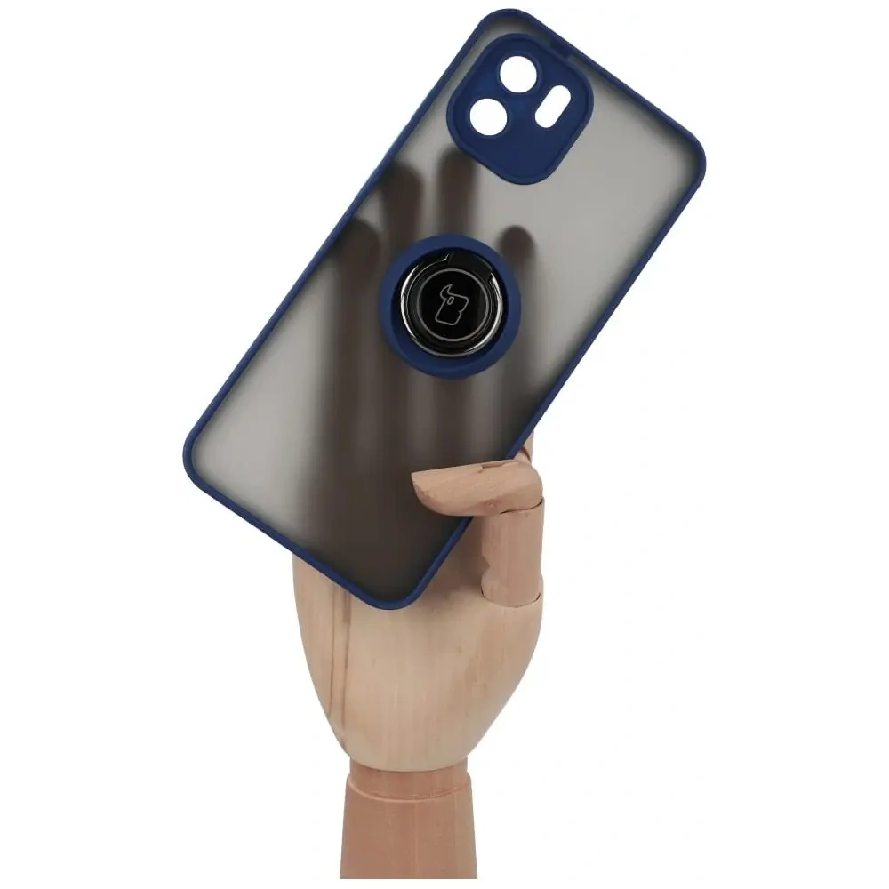 Hurtownia GSM - Etui z uchwytem na palec Bizon Case Hybrid Ring do Xiaomi Redmi A1 przydymione z granatową ramką - BIZ2232 - {ean13} - Hurt