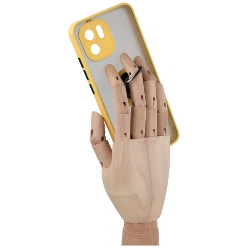 Etui z uchwytem na palec Bizon Case Hybrid Ring do Xiaomi Redmi A1 przydymione z żółtą ramką