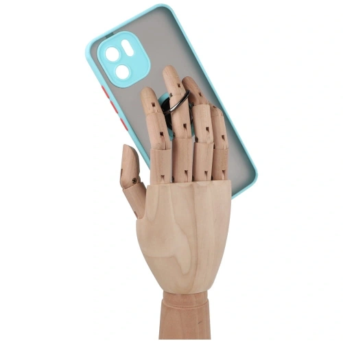 Etui z uchwytem na palec Bizon Case Hybrid Ring do Xiaomi Redmi A1 przydymione z jasnoniebieską ramką