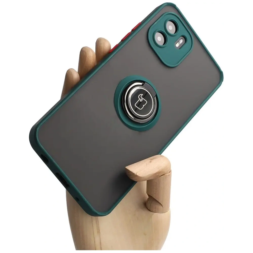 Hurtownia GSM - Etui s úchytem na prst Bizon Case Hybrid Ring pro Xiaomi Redmi A1 kouřové s tmavě zeleným rámečkem - BIZ2245 - {ean13} - Hurt