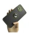 Etui s úchytem na prst Bizon Case Hybrid Ring pro Xiaomi Redmi A1 kouřové se zeleným rámem