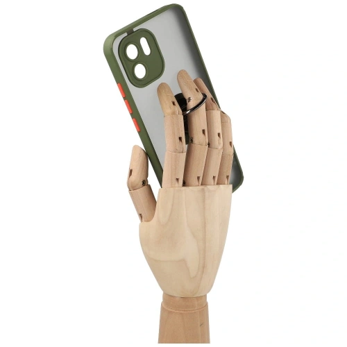 Etui z uchwytem na palec Bizon Case Hybrid Ring do Xiaomi Redmi A1 przydymione z zieloną ramką