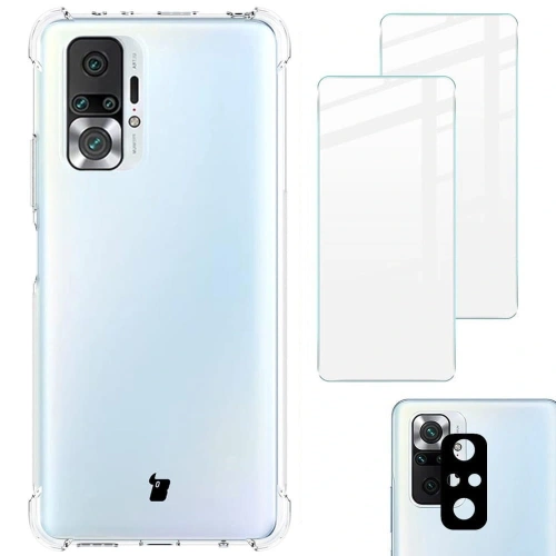 Etui + 2x szkło na ekran + obiektyw Bizon Case Clear Pack do Xiaomi Redmi Note 10 Pro przezroczyste