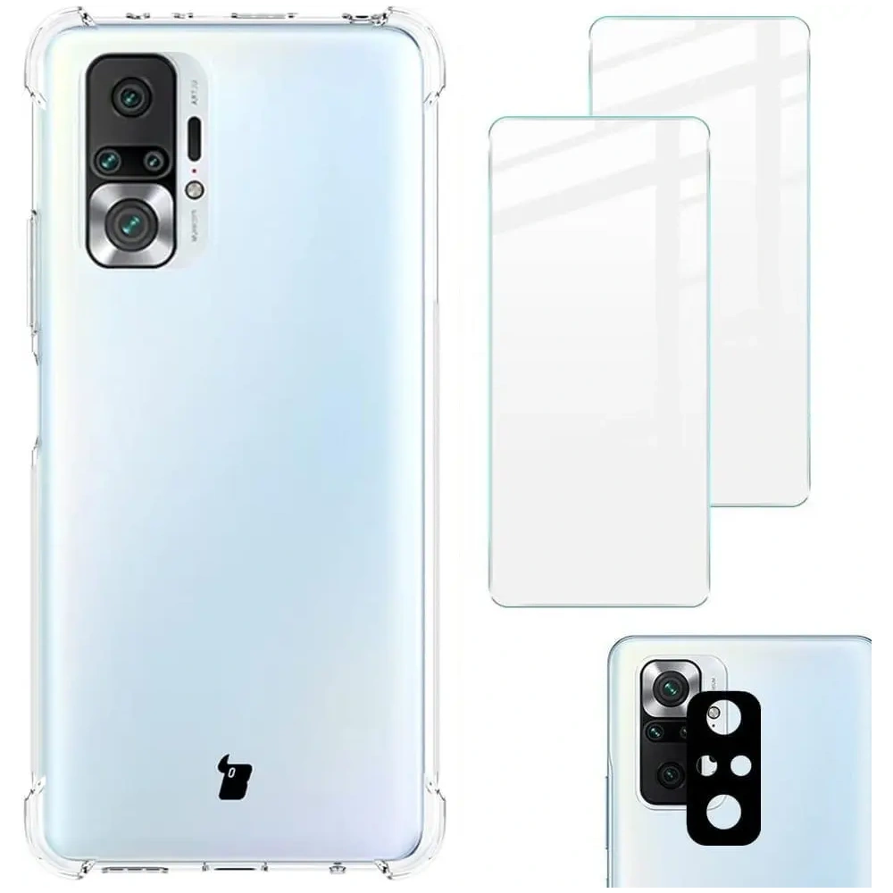 Hurtownia GSM - Bizon Case Clear Pack carcasă + 2x sticlă pentru ecran + sticlă pentru lentilă Xiaomi Redmi Note 10 Pro transparentă - BIZ2249 - {ean13} - Hurt