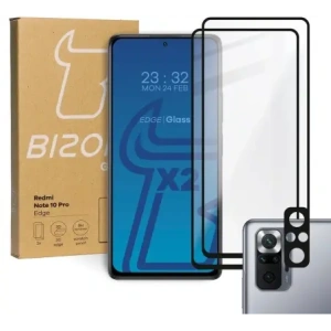 Hurtownia GSM - Bizon Glass Edge sticlă temperată - [2 PACK] + protecție pentru lentile Redmi Note 10 Pro negru - BIZ2251 - {ean13} - Hurt