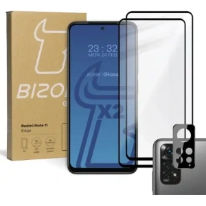 Hurtownia GSM - Bizon Glass Edge sticlă temperată - [2 PACK] + protecție lentilă Redmi Note 11 negru - BIZ2257 - {ean13} - Hurt