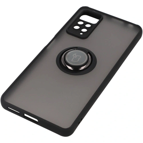 Etui z uchwytem na palec Bizon Case Hybrid Ring do Xiaomi Redmi Note 11 Pro / Pro 5G przydymione z czarną ramką