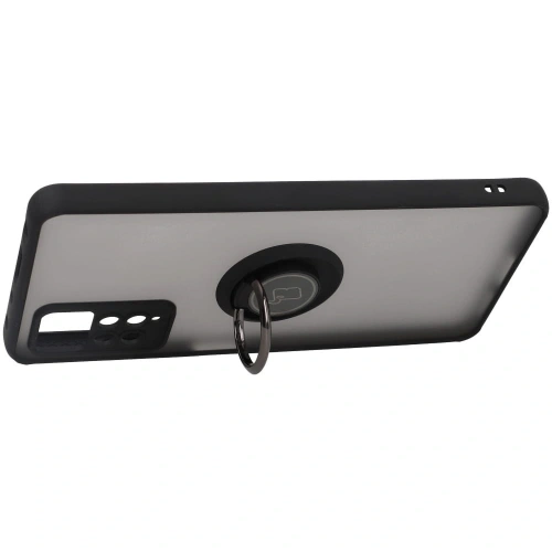 Etui z uchwytem na palec Bizon Case Hybrid Ring do Xiaomi Redmi Note 11 Pro / Pro 5G przydymione z czarną ramką