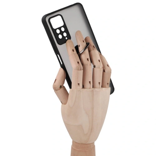 Etui z uchwytem na palec Bizon Case Hybrid Ring do Xiaomi Redmi Note 11 Pro / Pro 5G przydymione z czarną ramką