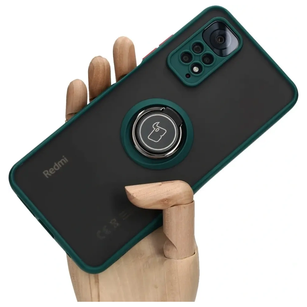 Hurtownia GSM - Bizon Case Hybrid Ring Xiaomi Redmi Note 11 / 11S 4G fumuriu cu un cadru verde închis - BIZ2276 - {ean13} - Hurt