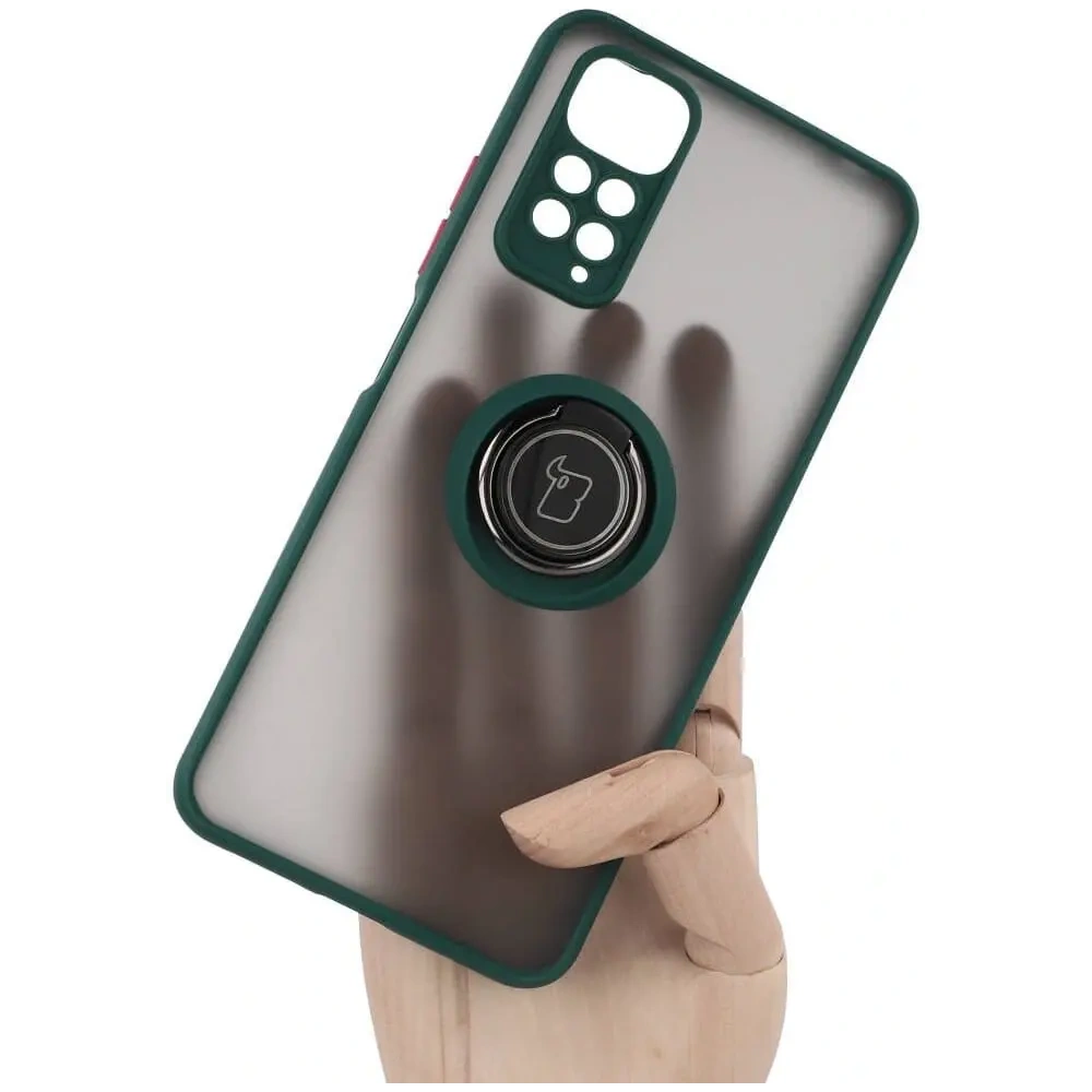 Hurtownia GSM - Bizon Case Hybrid Ring Xiaomi Redmi Note 11 / 11S 4G fumuriu cu un cadru verde închis - BIZ2276 - {ean13} - Hurt